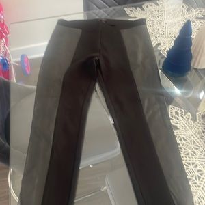 Womens cotton and faux leather leggings